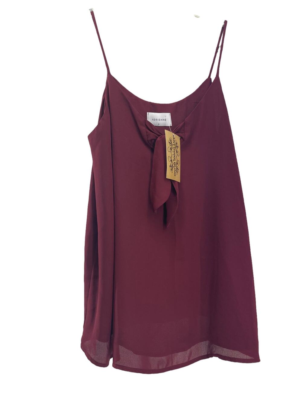 New Adrienne Burgundy Tie Bust Sleeveless Tank Top Women's Size Small